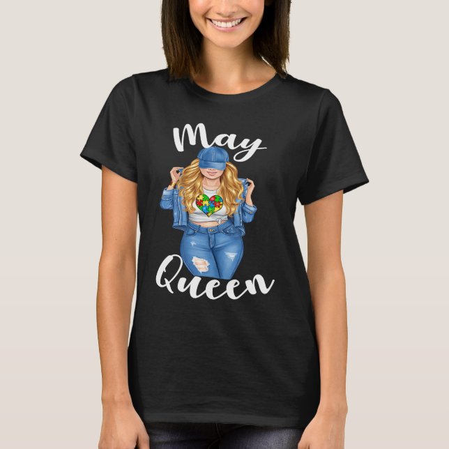 Camiseta Autism Awareness May Queen Blonde Autism Mom Women (Frente)