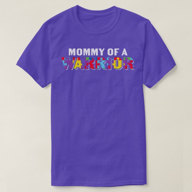 Camiseta Autism Awareness Mommy Of A Warrior Autism Mom (Frente do Design)
