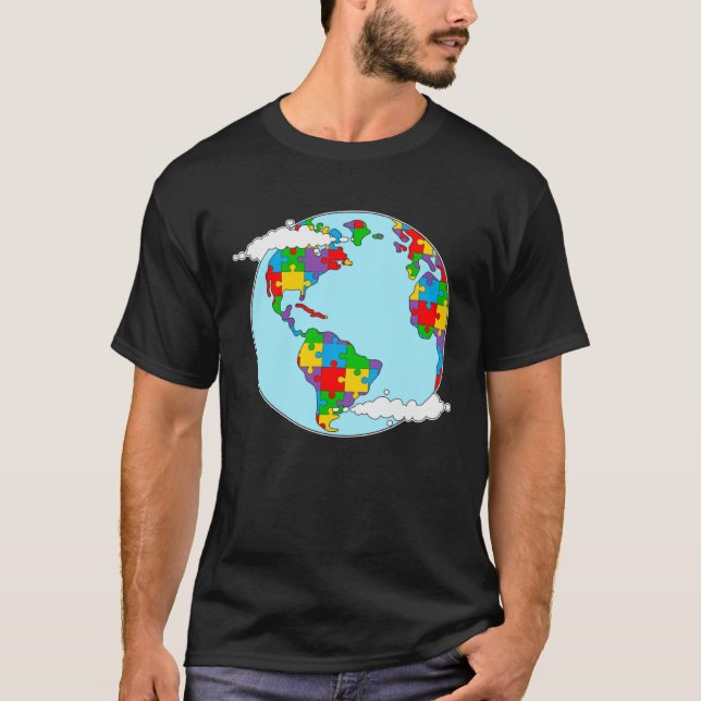 Camiseta Autism Awareness Month Earth Day 2023 Puzzle Piece (Frente)