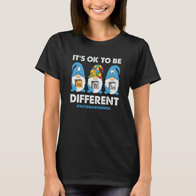 Camiseta Autism Awareness Month Gnomes Its Ok To Be Differe (Frente)