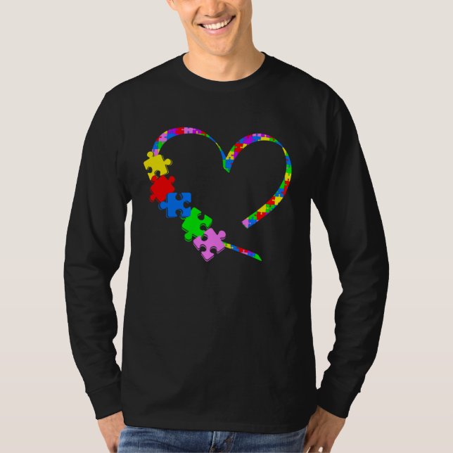 Camiseta Autism Awareness Month Love Heart Puzzle Support A (Frente)