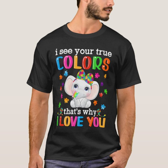 Camiseta Autism Awareness Month Mama Papa Elephant Love Nee (Frente)