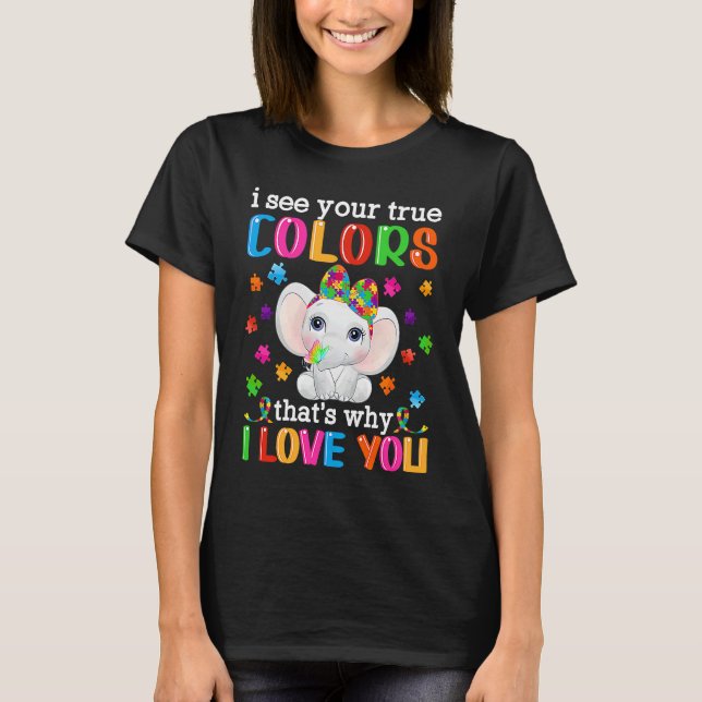 Camiseta Autism Awareness Month Mama Papa Elephant Love Nee (Frente)