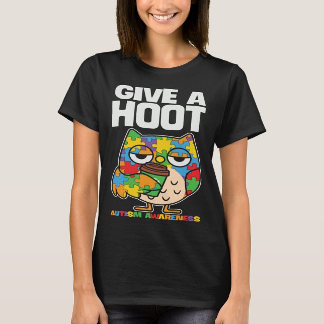 Camiseta Autism Awareness Owl Give A Hoot Support Autism (Frente)