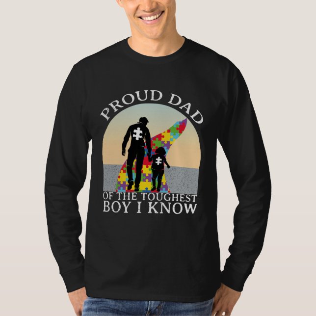Camiseta Autism Awareness  Proud Dad Of The Toughest Boy I  (Frente)