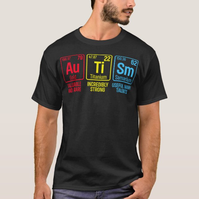 Camiseta Autism Awareness Puzzle Piece Elements Periodic Au (Frente)