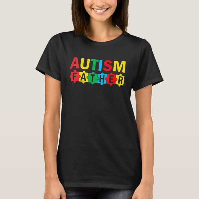 Camiseta Autism Awareness Puzzle Ribbon Proud Autism Father (Frente)