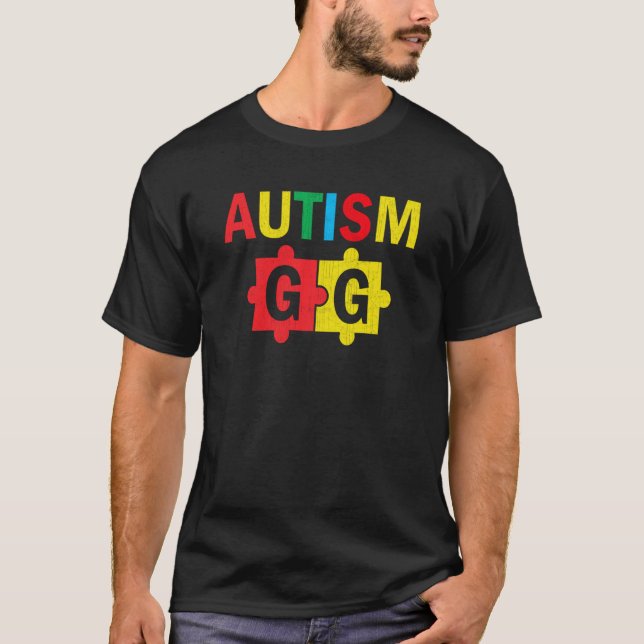 Camiseta Autism Awareness Puzzle Ribbon Proud Autism Gg (Frente)