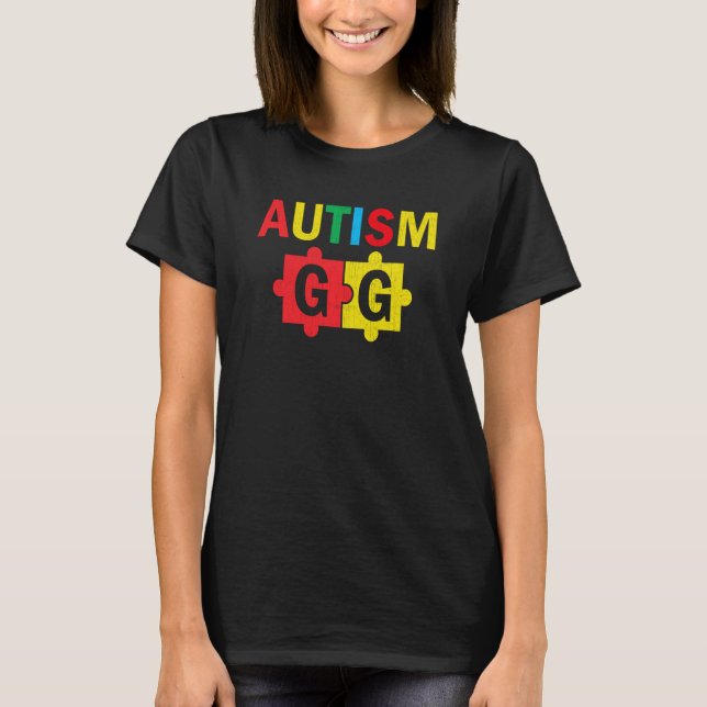 Camiseta Autism Awareness Puzzle Ribbon Proud Autism Gg (Frente)