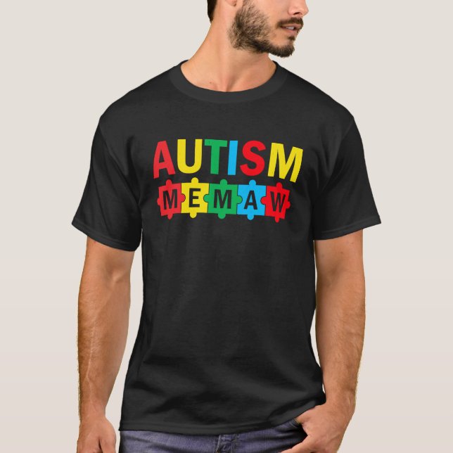 Camiseta Autism Awareness Puzzle Ribbon Proud Autism Memaw (Frente)
