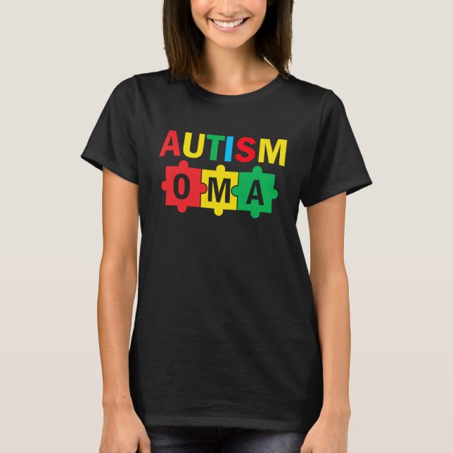 Camiseta Autism Awareness Puzzle Ribbon Proud Autism Oma (Frente)