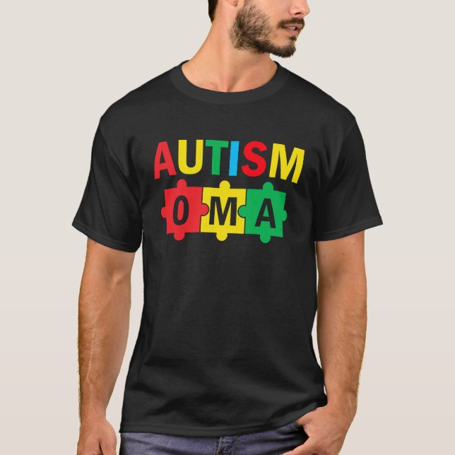 Camiseta Autism Awareness Puzzle Ribbon Proud Autism Oma (Frente)