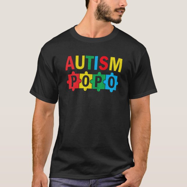 Camiseta Autism Awareness Puzzle Ribbon Proud Autism Popo (Frente)
