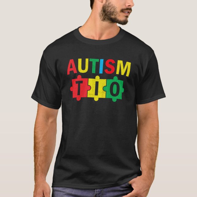 Camiseta Autism Awareness Puzzle Ribbon Proud Autism Tio (Frente)
