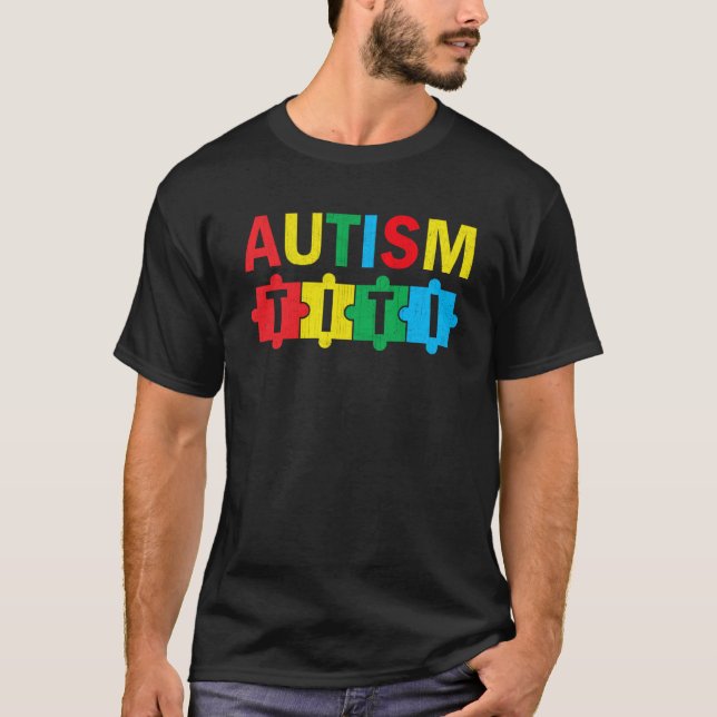 Camiseta Autism Awareness Puzzle Ribbon Proud Autism Titi (Frente)