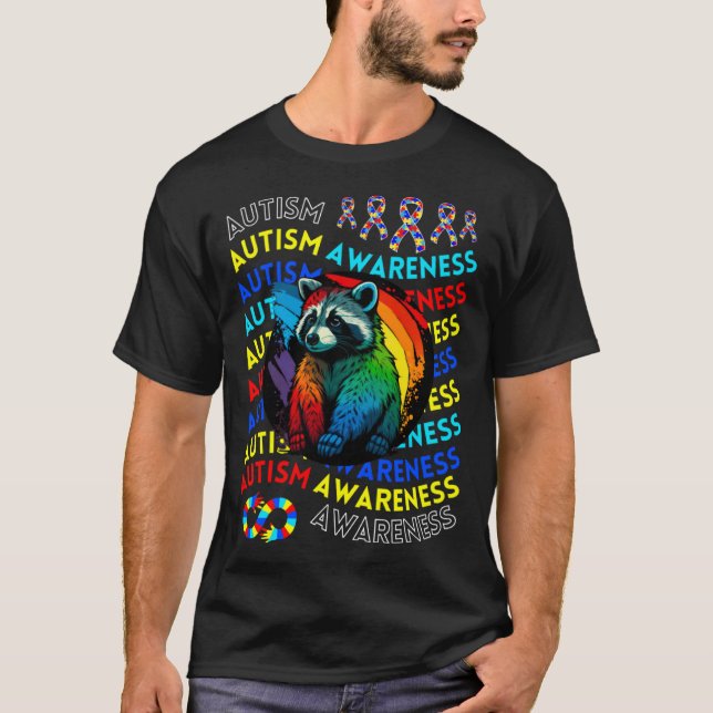 Camiseta Autism Awareness Raccoon For Teacher Autism Moms D (Frente)