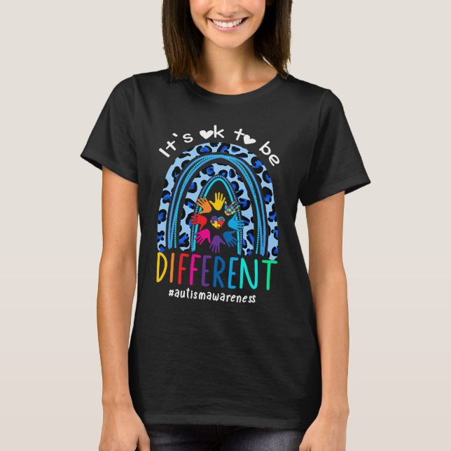 Camiseta Autism Awareness Rainbow Women Kid Its Ok To Be Di (Frente)
