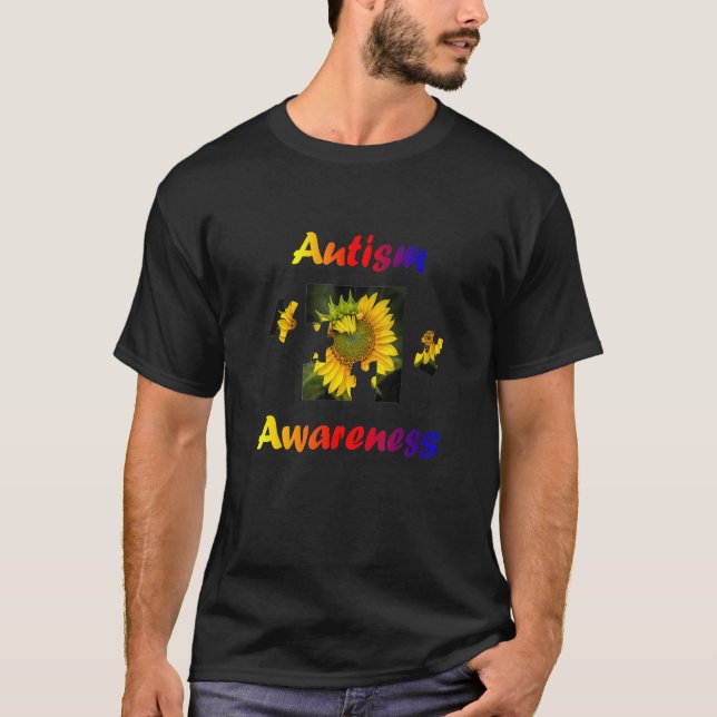 Camiseta Autism Awareness Speaks Sunflower Puzzle Piece Rai (Frente)