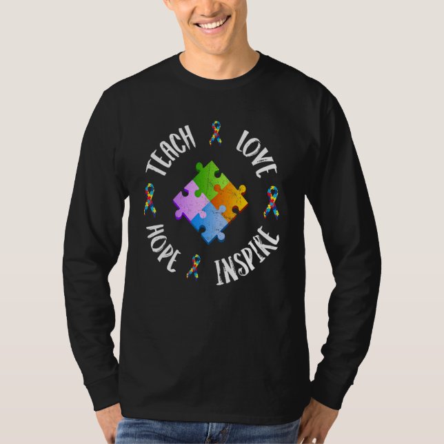 Camiseta Autism Awareness Special Ed Teacher Love Hope Insp (Frente)