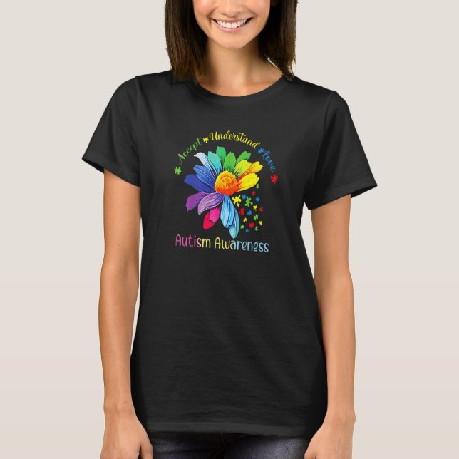 Camiseta Autism Awareness Sunflower Accept Understand Love  (Frente)