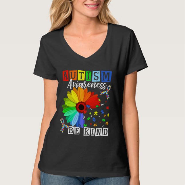 Camiseta Autism Awareness Sunflower Choose Kindness Mom Kid (Frente)