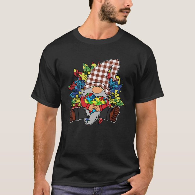 Camiseta Autism Awareness Sunflower Puzzle Pieces Buffalo P (Frente)