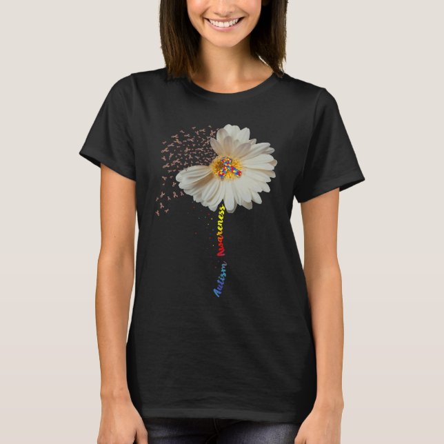 Camiseta Autism Awareness  Sunflower Ribbon (Frente)