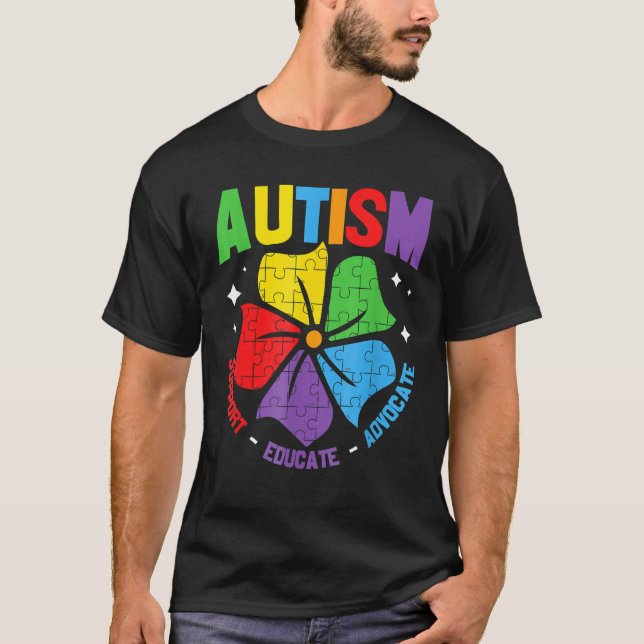 Camiseta AUTISM AWARENESS Support Autism Kids for Mamãe Pai (Frente)