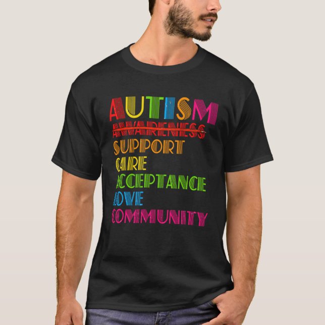 Camiseta Autism Awareness Support Care Acceptance Ally Dad  (Frente)