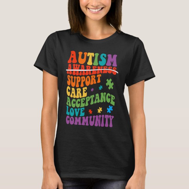 Camiseta Autism Awareness Support Care Acceptance Ally Groo (Frente)