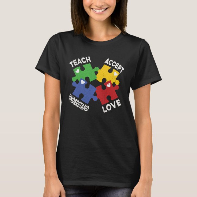 Camiseta Autism Awareness Teach Accept Understand Love Auti (Frente)