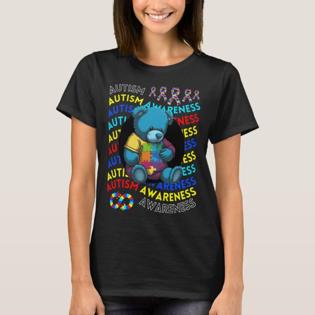 Camiseta Autism Awareness Teddy Bear For Teacher Autism Mom (Frente)
