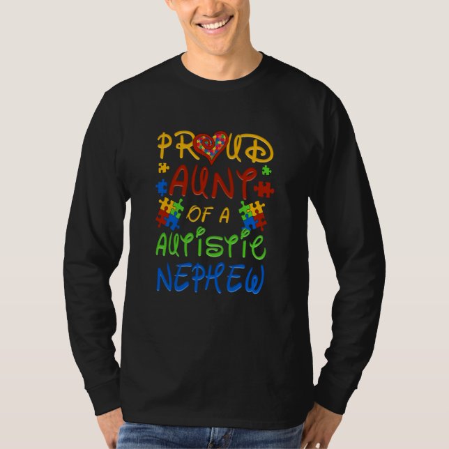 Camiseta Autism Awareness Wear Proud Aunt Of Nephew Men Wom (Frente)