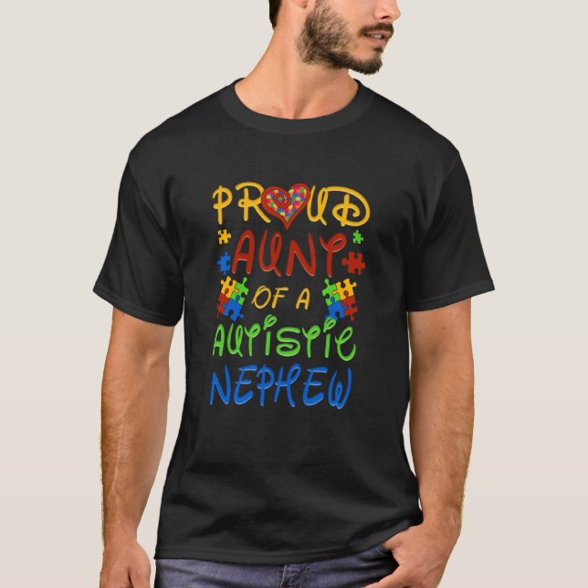 Camiseta Autism Awareness Wear Proud Aunt Of Nephew Men Wom (Frente)