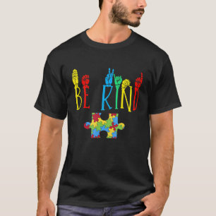 Camiseta Autism Be Kind Sign Language Autism Awareness Puzz