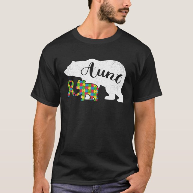 Camiseta Autism Bear Aunt  Women's Autism Awareness Aunties (Frente)