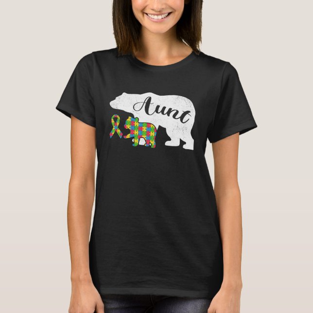 Camiseta Autism Bear Aunt  Women's Autism Awareness Aunties (Frente)