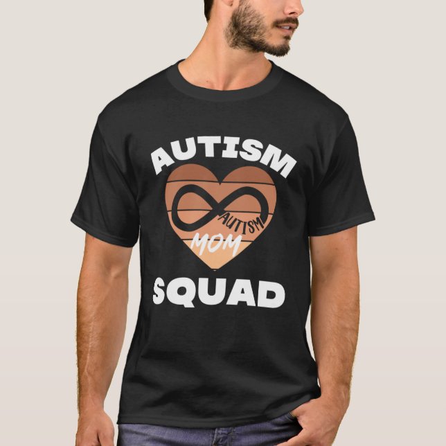 Camiseta Autism Black Mom Squad Autistic Son Kids Autism In (Frente)