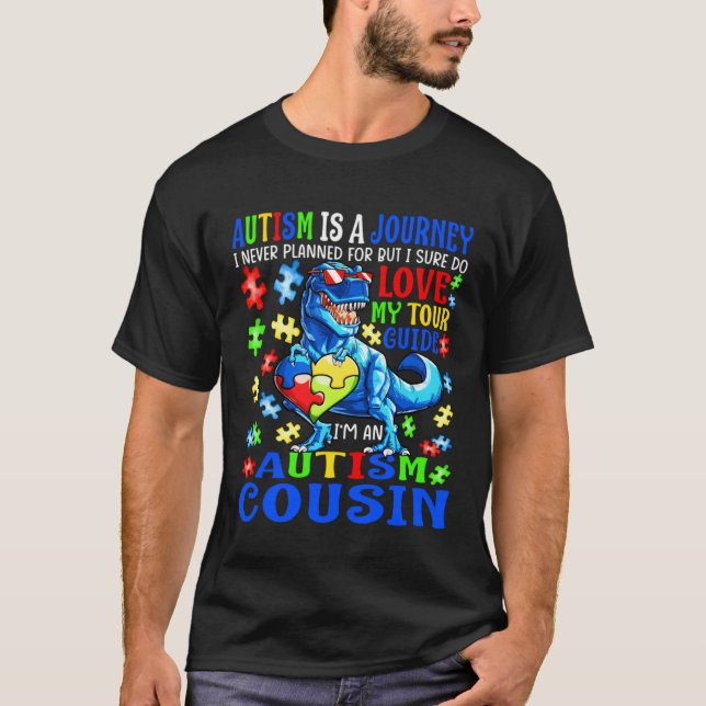 Camiseta Autism Cousin Journey Quote Autism Awareness Dinos (Frente)