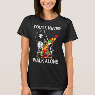 Camiseta Autism Dad Support Alone Puzzle You'll Never Walk