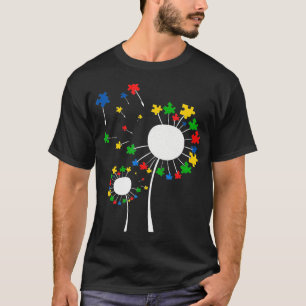 Camiseta Autism-Dandelion Flower Quebra-cabeça Piece Autism