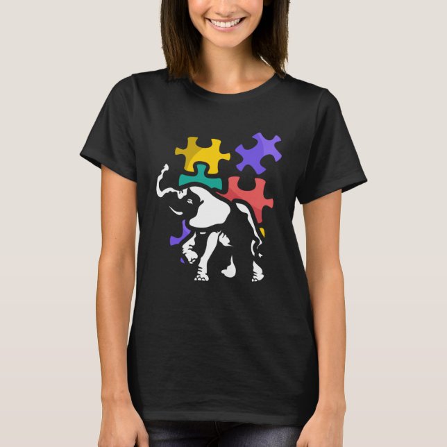 Camiseta Autism elephant autiste support ASD (Frente)