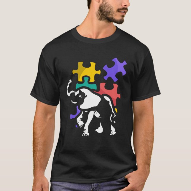 Camiseta Autism elephant autiste support ASD (Frente)