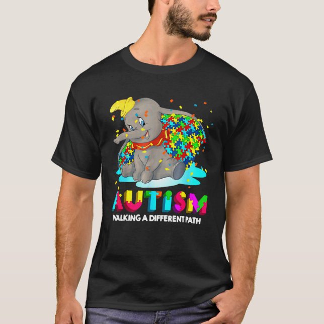 Camiseta Autism Elephant Dumbo Walking A Different Path Aut (Frente)