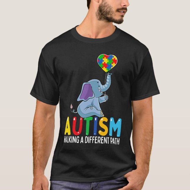 Camiseta Autism Elephant Walking A Different Path For Kids (Frente)