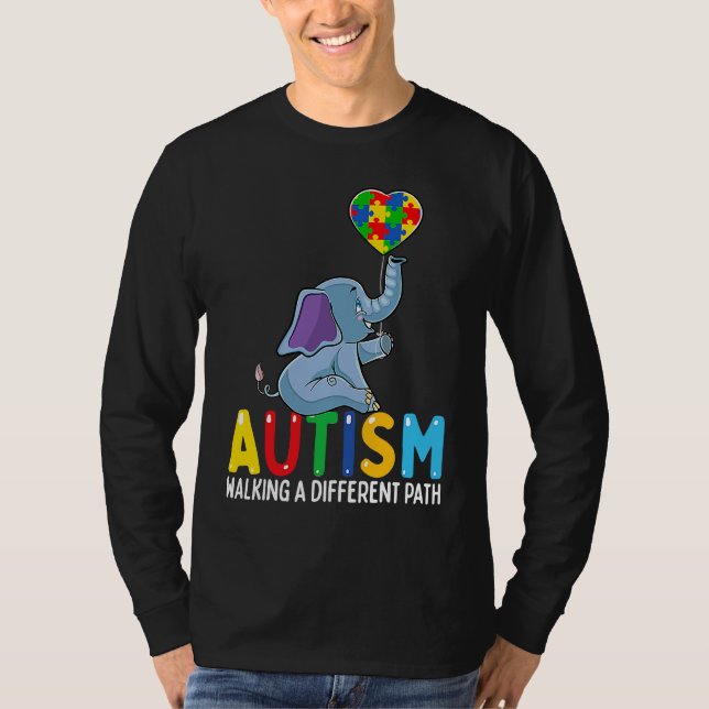 Camiseta Autism Elephant Walking A Different Path For Kids (Frente)