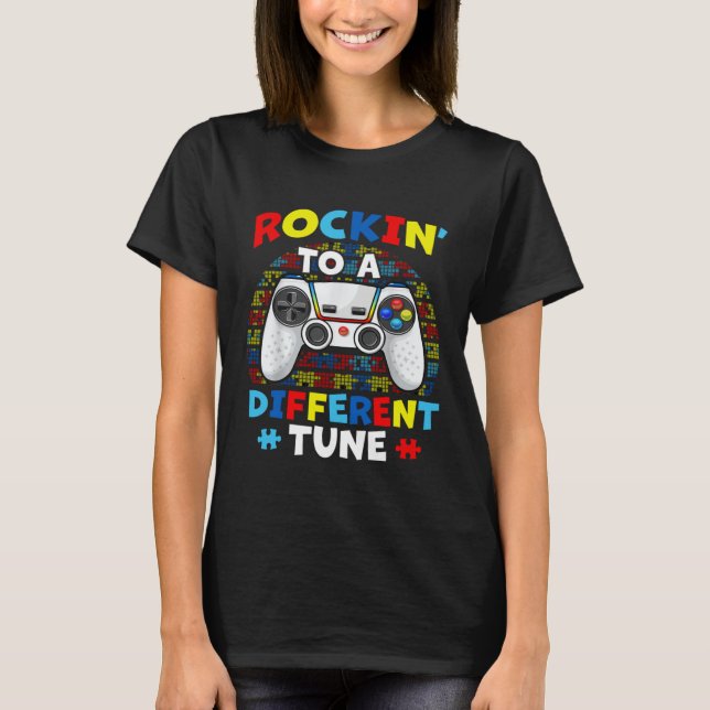 Camiseta Autism Game  Rocking To A Different Tune For Gamer (Frente)