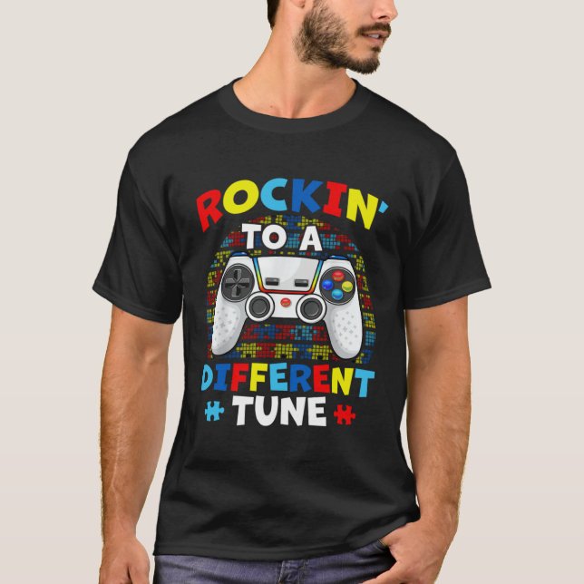 Camiseta Autism Game  Rocking To A Different Tune For Gamer (Frente)