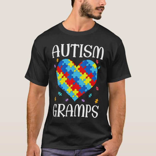 Camiseta Autism Gramps Matching Family Heart Autism Awarene (Frente)