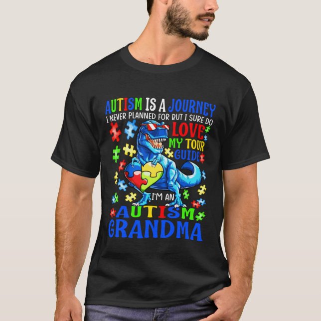 Camiseta Autism Grandma Journey Quote Autism Awareness Dino (Frente)